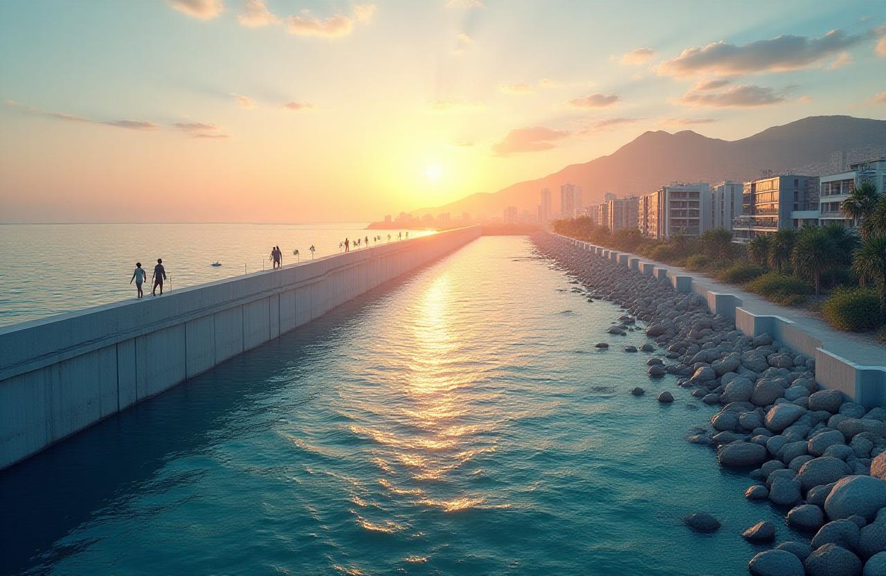 Modern coastal infrastructure site